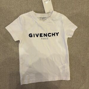 Givenchy White Kids Logo Tee with Black Lettering